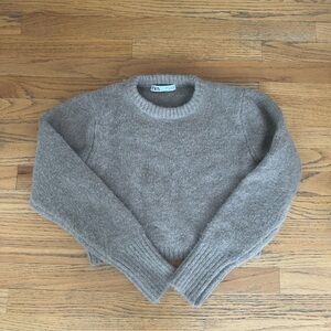 Zara cropped brown sweater